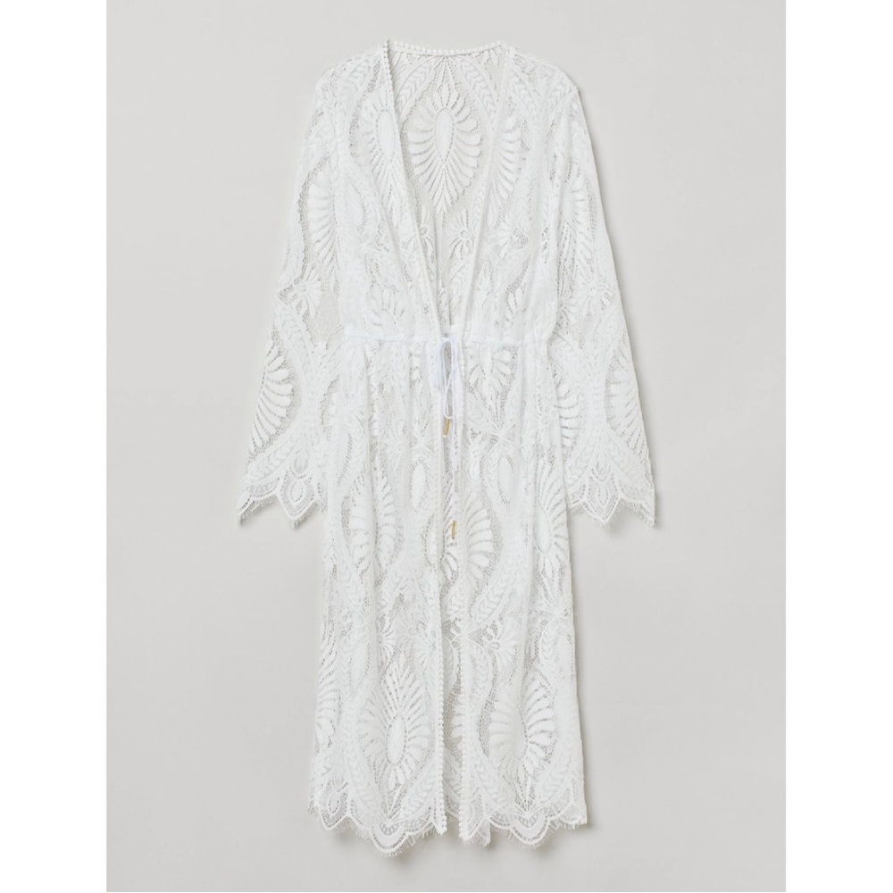 NWT H&M lace beach cover up, white, size M/L